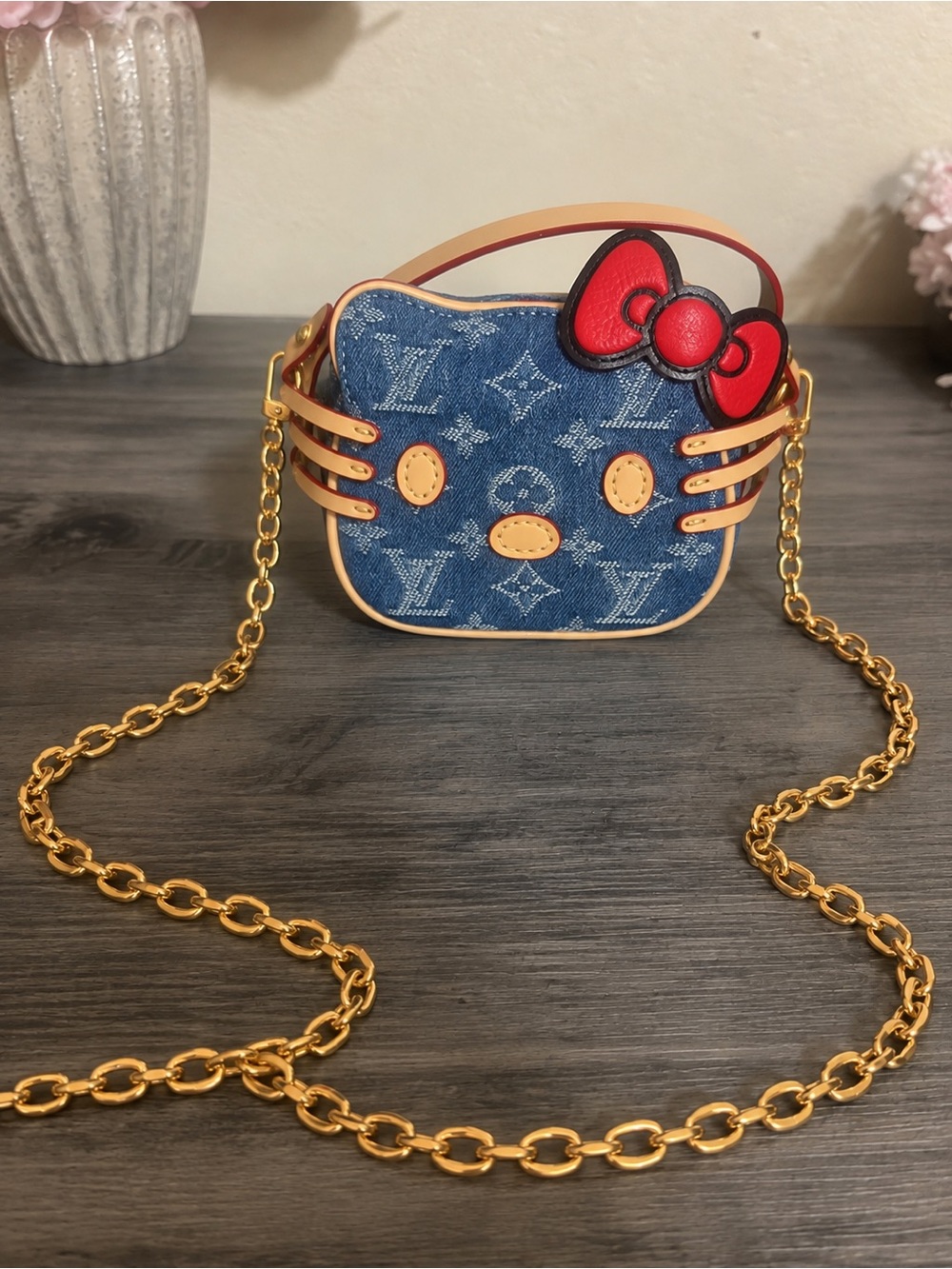 Hello Kitty Denim Monogram Mini Crossbody Bag - Blue - Picture 2 of 6